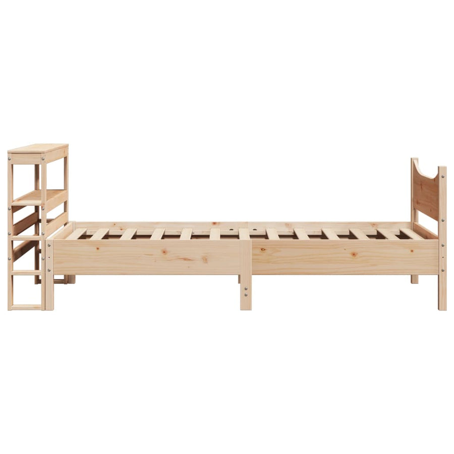 Bedframe met hoofdbord massief grenenhout 75x190 cm
