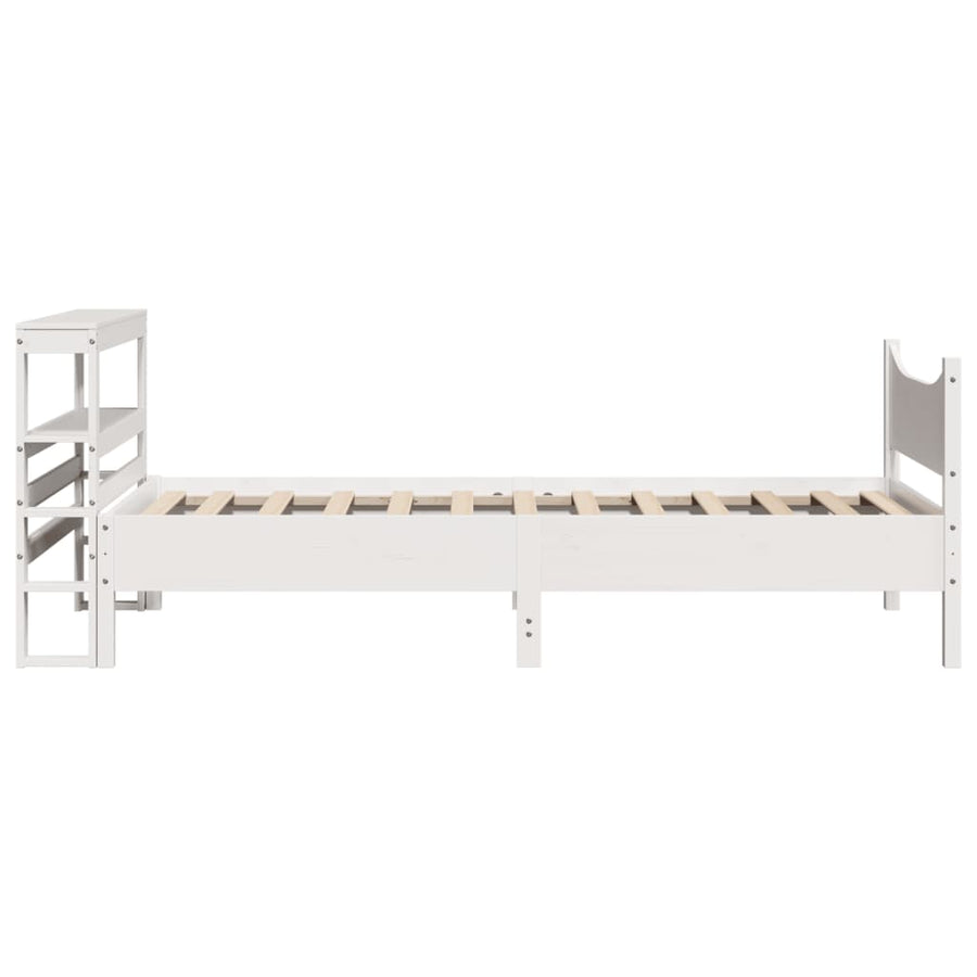 Bedframe met hoofdbord massief grenenhout wit 75x190 cm