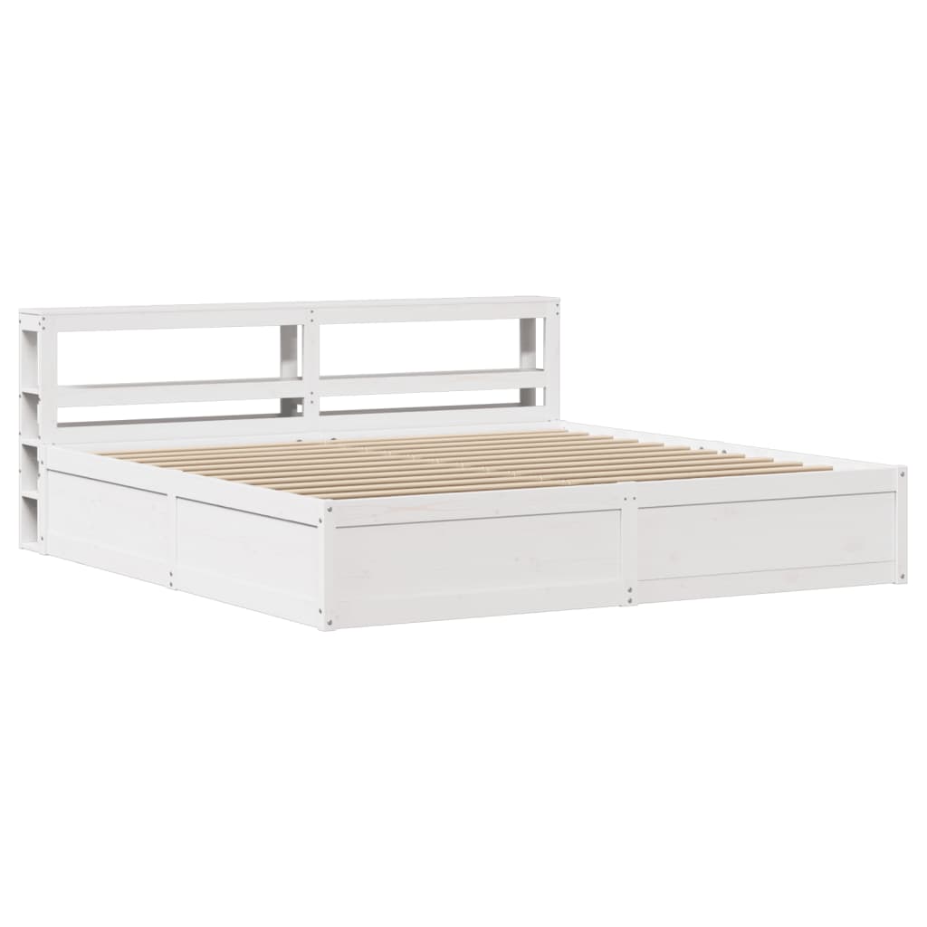 Bedframe Met Hoofdbord Massief Grenenhout 200 x 200 cm Wit
