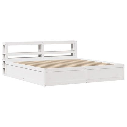 Bedframe Met Hoofdbord Massief Grenenhout 200 x 200 cm Wit