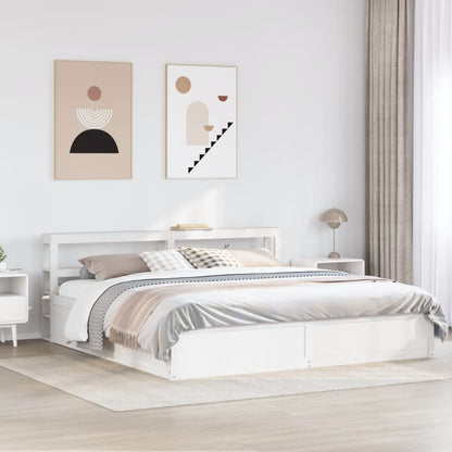 Bedframe Met Hoofdbord Massief Grenenhout 200 x 200 cm Wit