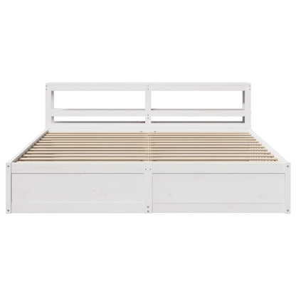Bedframe Met Hoofdbord Massief Grenenhout 200 x 200 cm Wit