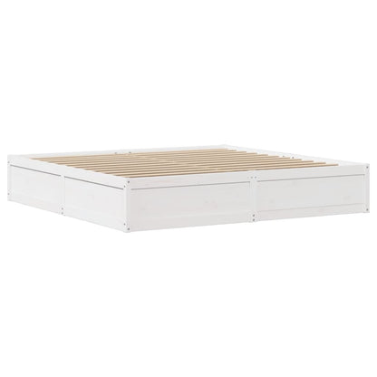Bedframe Met Hoofdbord Massief Grenenhout 200 x 200 cm Wit