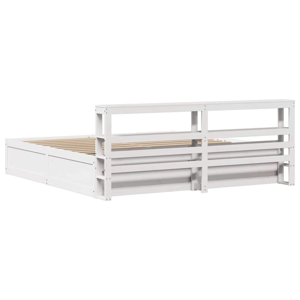 Bedframe Met Hoofdbord Massief Grenenhout 200 x 200 cm Wit