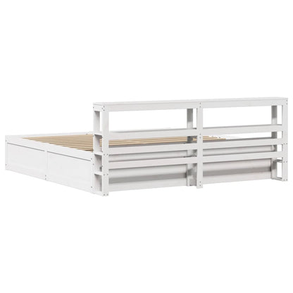 Bedframe Met Hoofdbord Massief Grenenhout 200 x 200 cm Wit