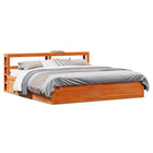 Bedframe massief grenenhout wasbruin 200x200 cm