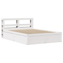 Bedframe met hoofdbord massief grenenhout wit 160x200 cm