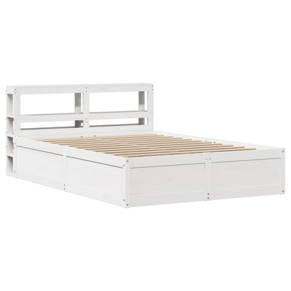 Bedframe met hoofdbord massief grenenhout wit 160x200 cm