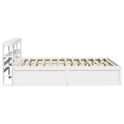 Bedframe met hoofdbord massief grenenhout wit 160x200 cm