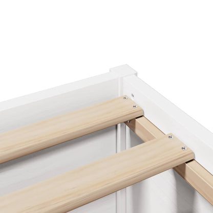 Bedframe met hoofdbord massief grenenhout wit 160x200 cm