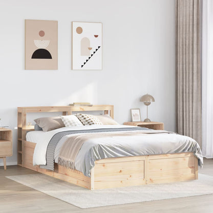 Bedframe met hoofdbord massief grenenhout 150x200 cm