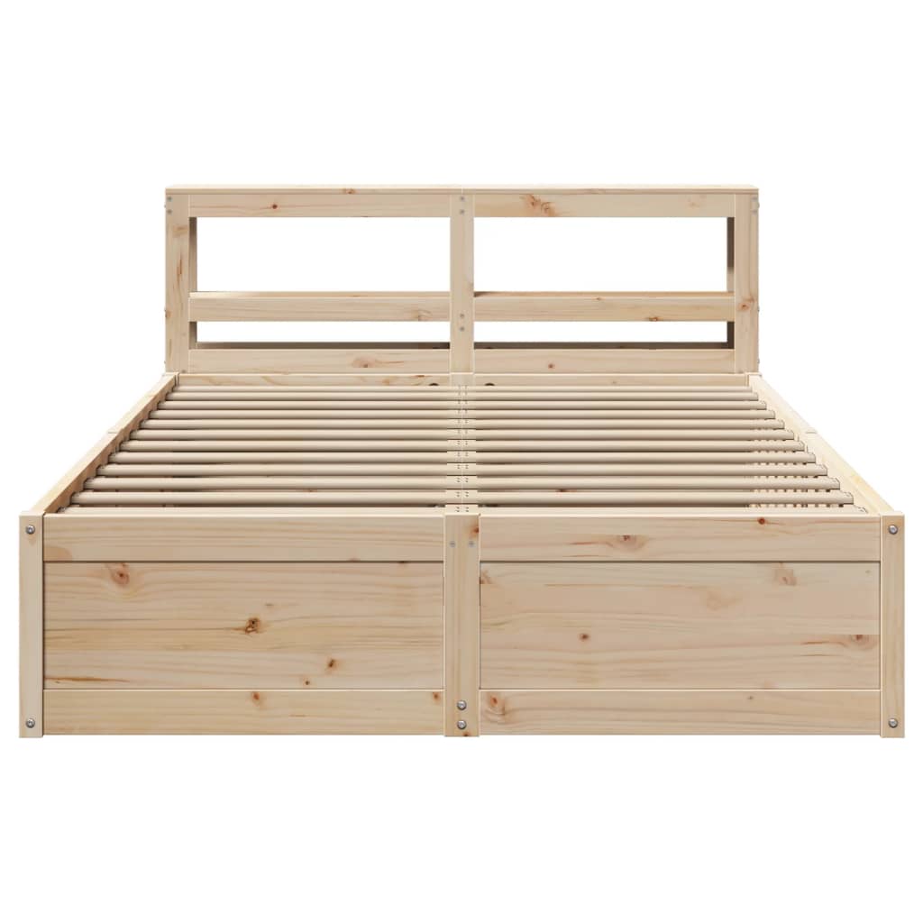 Bedframe met hoofdbord massief grenenhout 150x200 cm