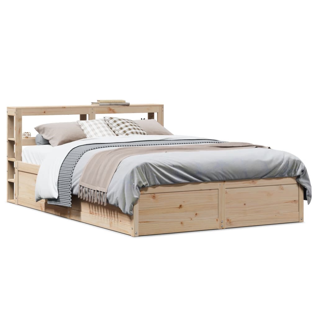 Bedframe met hoofdbord massief grenenhout 150x200 cm