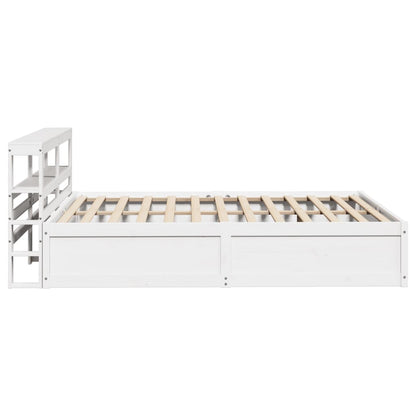 Bedframe met hoofdbord massief grenenhout wit 150x200 cm
