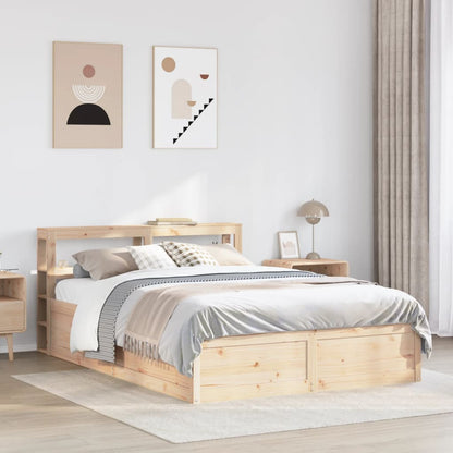 Bedframe met hoofdbord massief grenenhout wit 140x200 cm