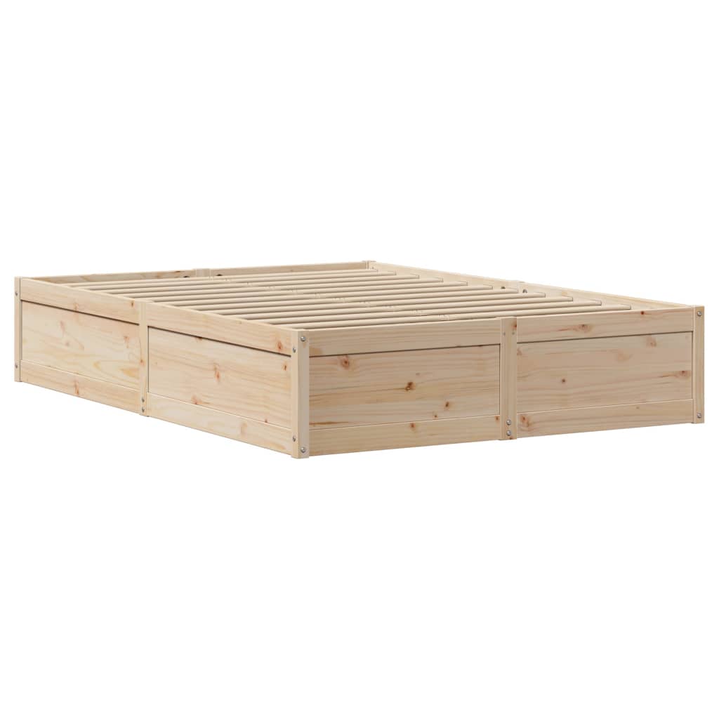 Bedframe met hoofdbord massief grenenhout wit 140x200 cm