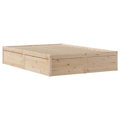 Bedframe met hoofdbord massief grenenhout wit 140x200 cm