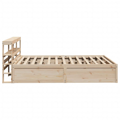 Bedframe met hoofdbord massief grenenhout wit 140x200 cm