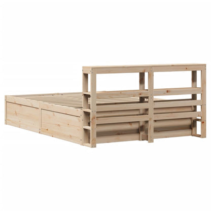 Bedframe met hoofdbord massief grenenhout wit 140x200 cm