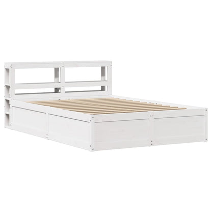 Bedframe met hoofdbord massief grenenhout wit 140x200 cm