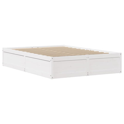Bedframe met hoofdbord massief grenenhout wit 140x200 cm