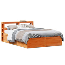 Bedframe met hoofdbord massief grenenhout wasbruin 120x200 cm