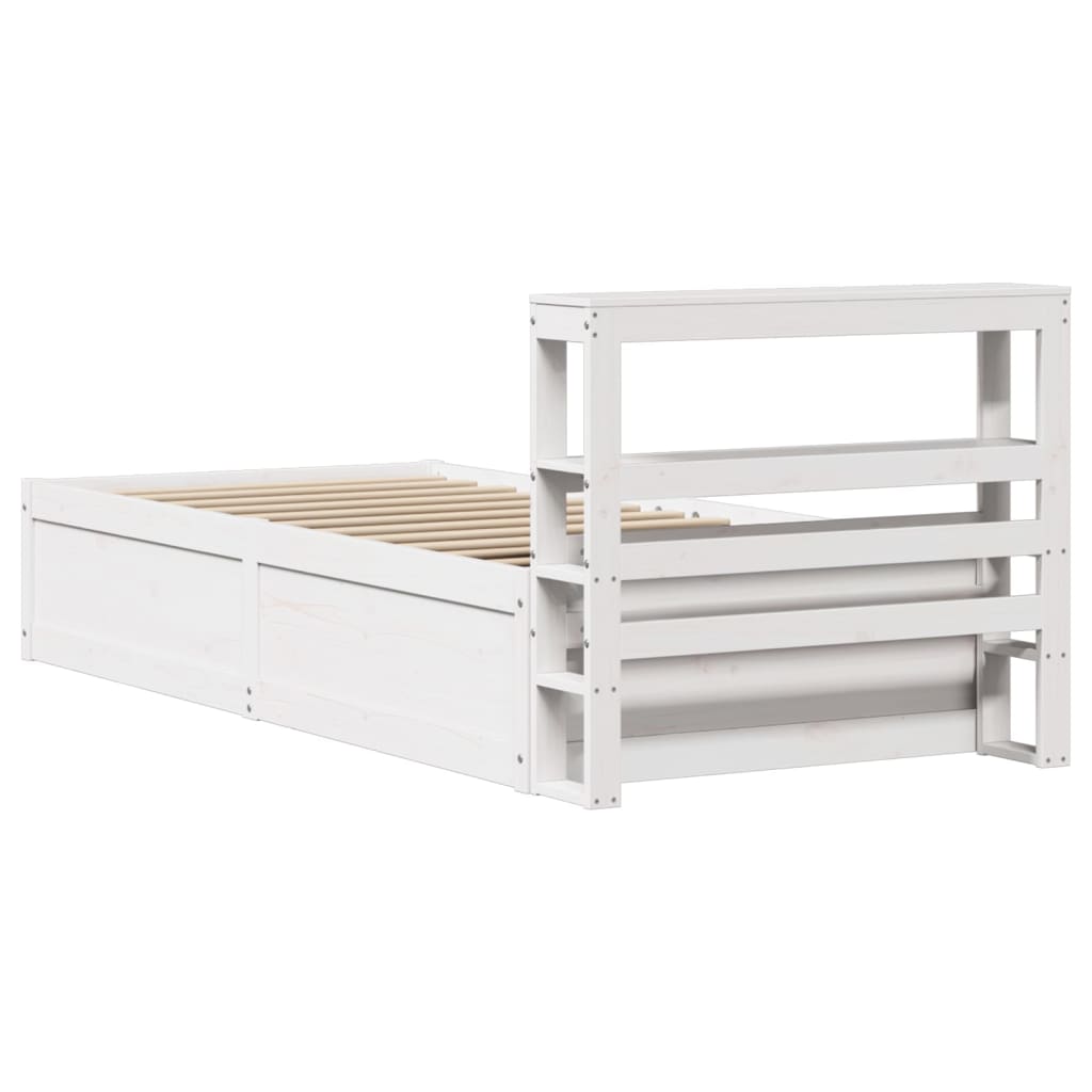 Bedframe Met Hoofdbord Massief Grenenhout 90 x 200 cm Wit