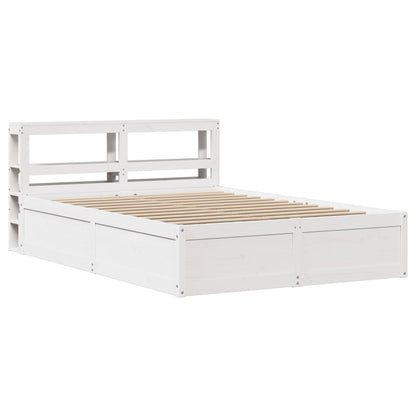 Bedframe met hoofdbord massief grenenhout wit 140x190 cm