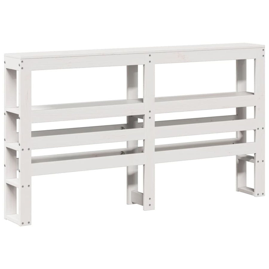 Bedframe met hoofdbord massief grenenhout wit 140x190 cm