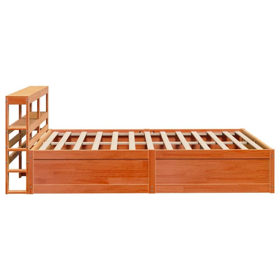 Bedframe met hoofdbord massief grenenhout wasbruin 140x190 cm