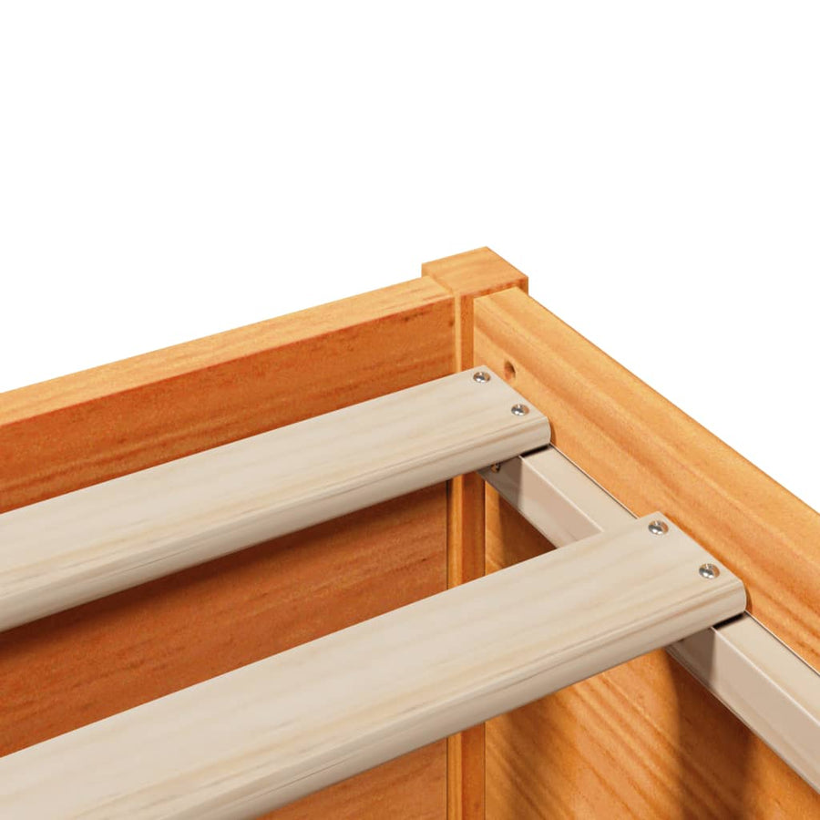 Bedframe met hoofdbord massief grenenhout wasbruin 120x190 cm
