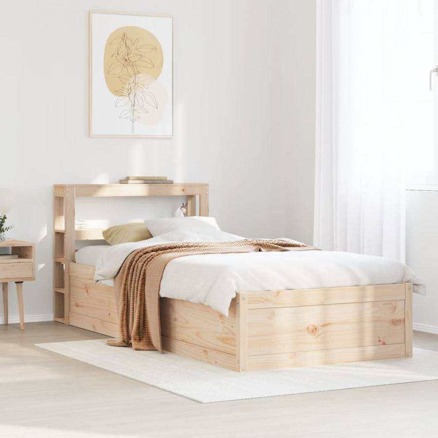 Bedframe met hoofdbord massief grenenhout 90x190 cm