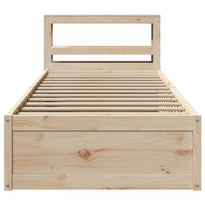Bedframe met hoofdbord massief grenenhout 90x190 cm