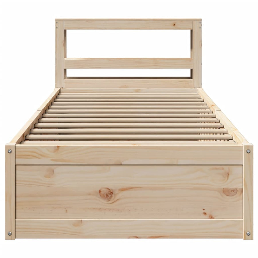 Bedframe met hoofdbord massief grenenhout 90x190 cm