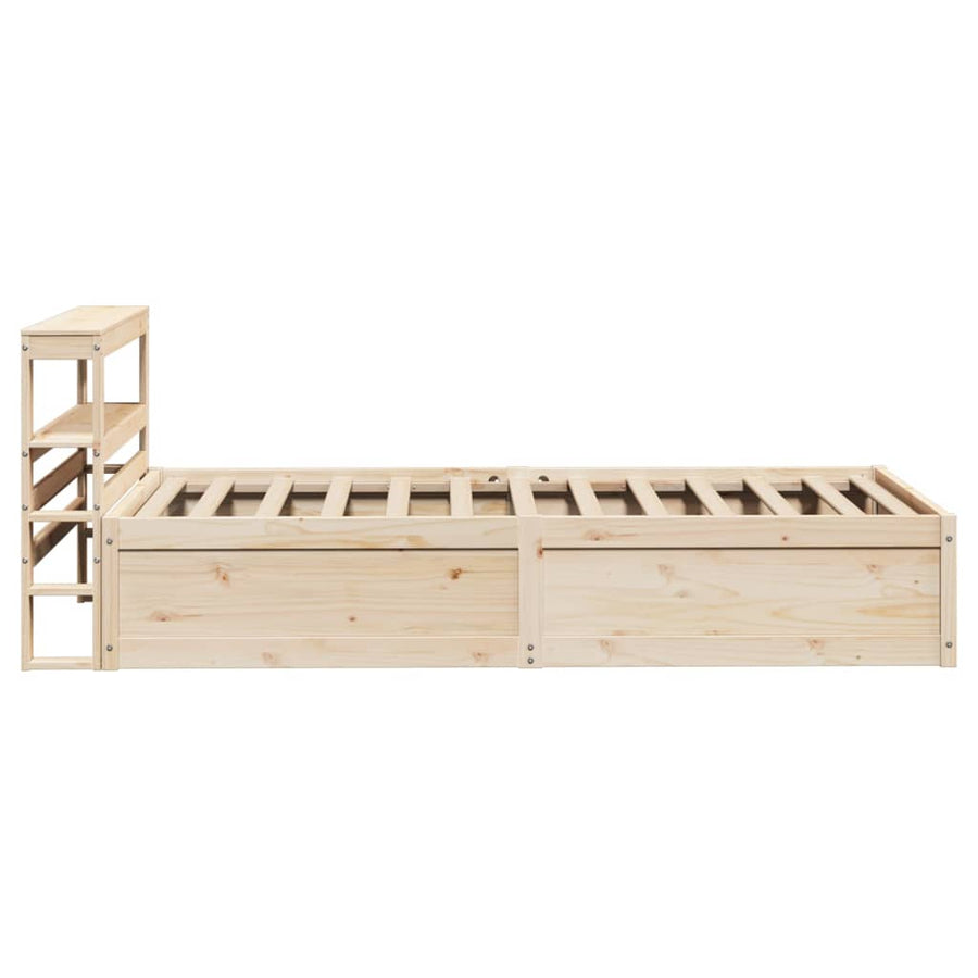 Bedframe met hoofdbord massief grenenhout 90x190 cm