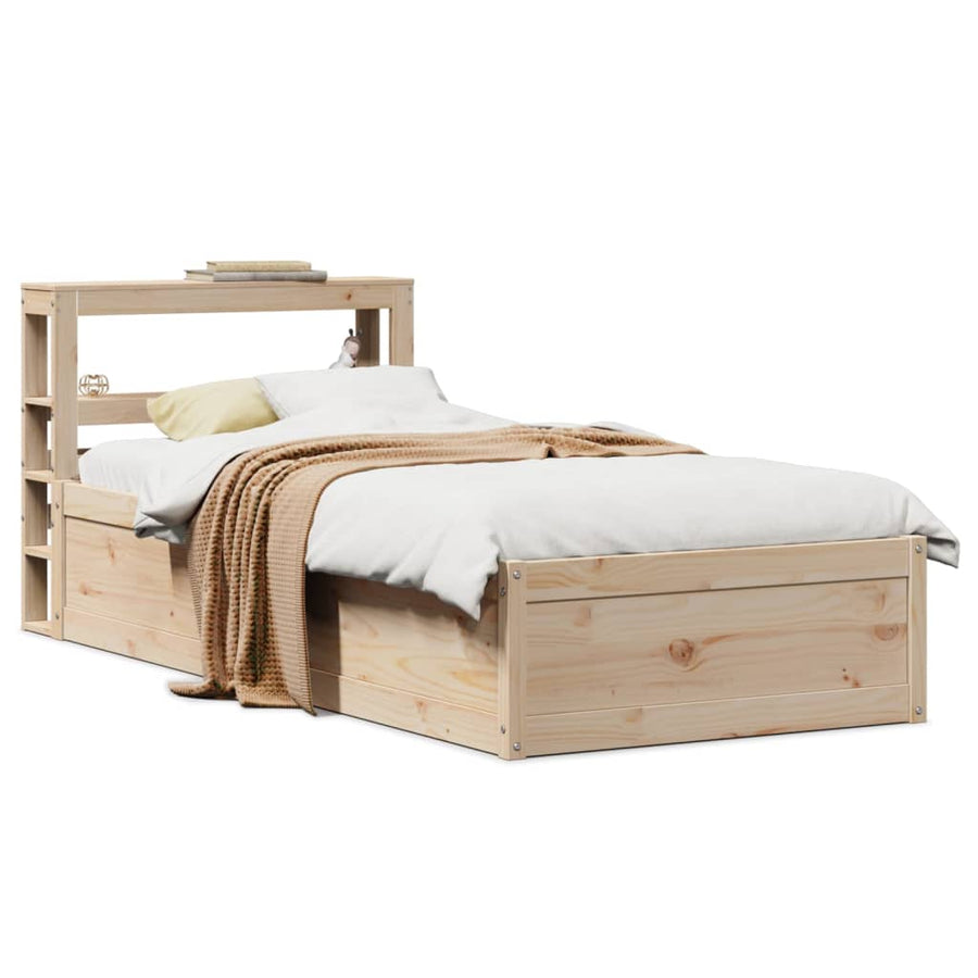 Bedframe met hoofdbord massief grenenhout 90x190 cm