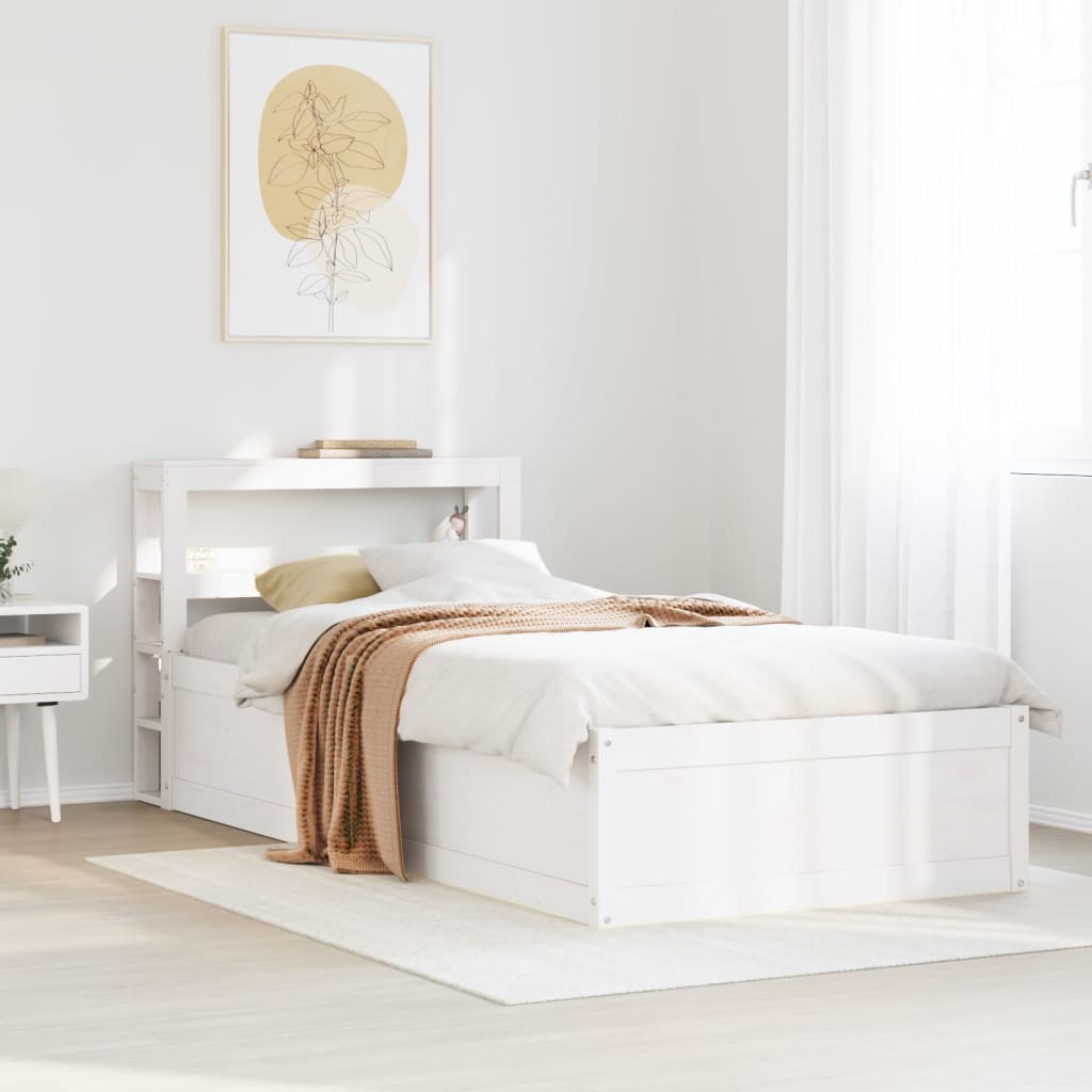 Bedframe Met Hoofdbord Massief Grenenhout 90 x 190 cm Wit