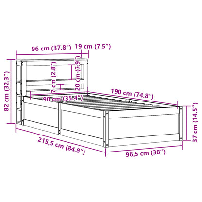 Bedframe Met Hoofdbord Massief Grenenhout 90 x 190 cm Wit