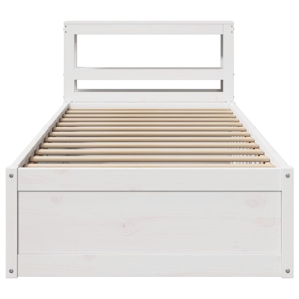 Bedframe Met Hoofdbord Massief Grenenhout 90 x 190 cm Wit