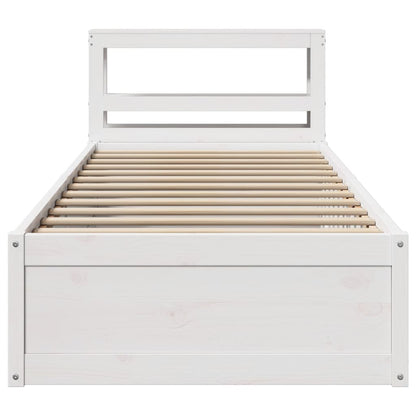 Bedframe Met Hoofdbord Massief Grenenhout 90 x 190 cm Wit