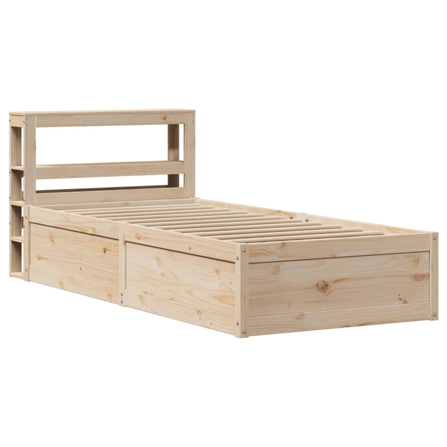Bedframe met hoofdbord massief grenenhout 75x190 cm