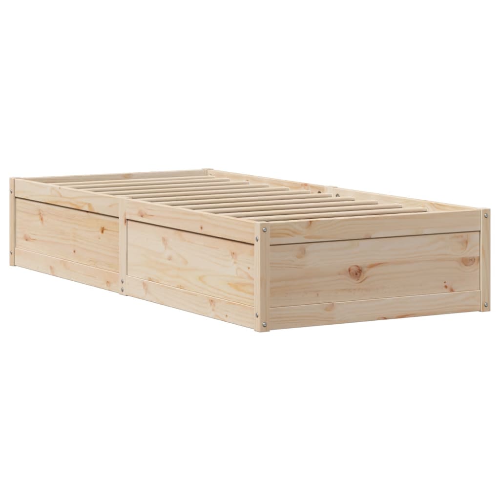 Bedframe met hoofdbord massief grenenhout 75x190 cm