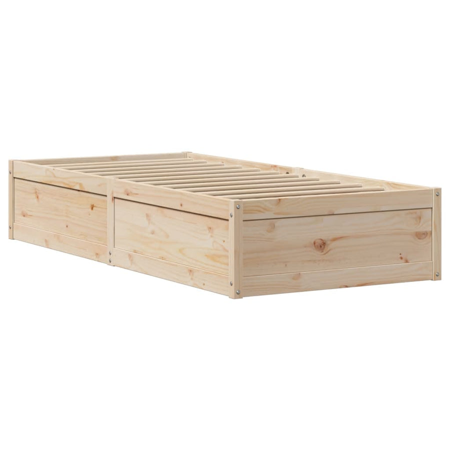 Bedframe met hoofdbord massief grenenhout 75x190 cm