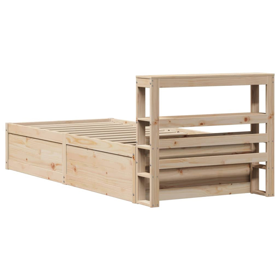 Bedframe met hoofdbord massief grenenhout 75x190 cm