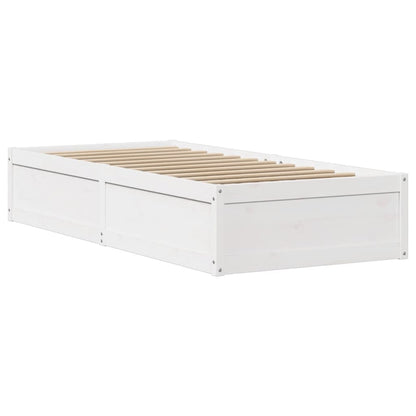 Bedframe met hoofdbord massief grenenhout wit 75x190 cm