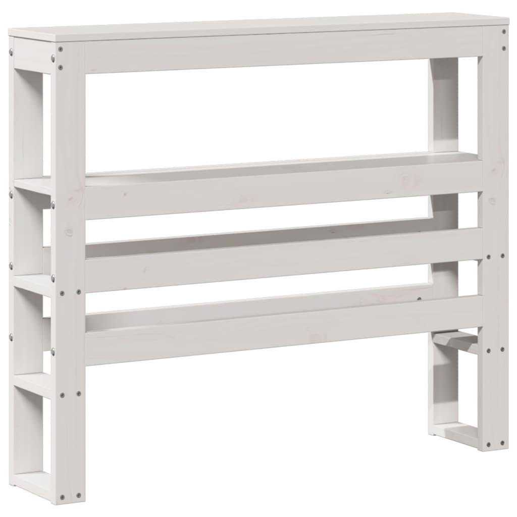 Bedframe met hoofdbord massief grenenhout wit 75x190 cm