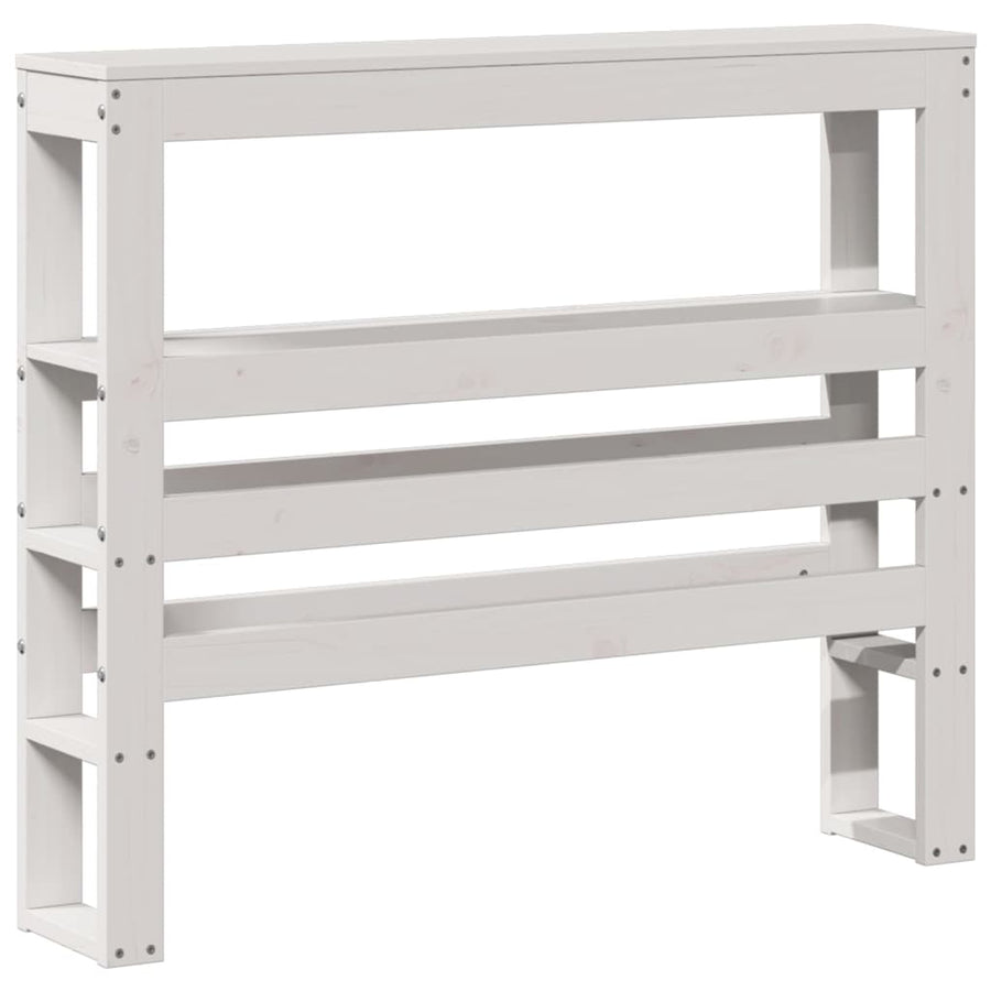 Bedframe met hoofdbord massief grenenhout wit 75x190 cm