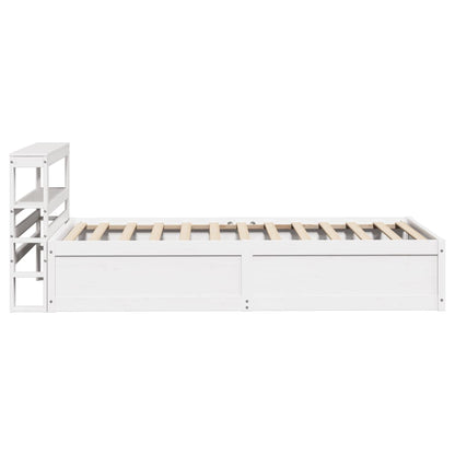 Bedframe met hoofdbord massief grenenhout wit 75x190 cm