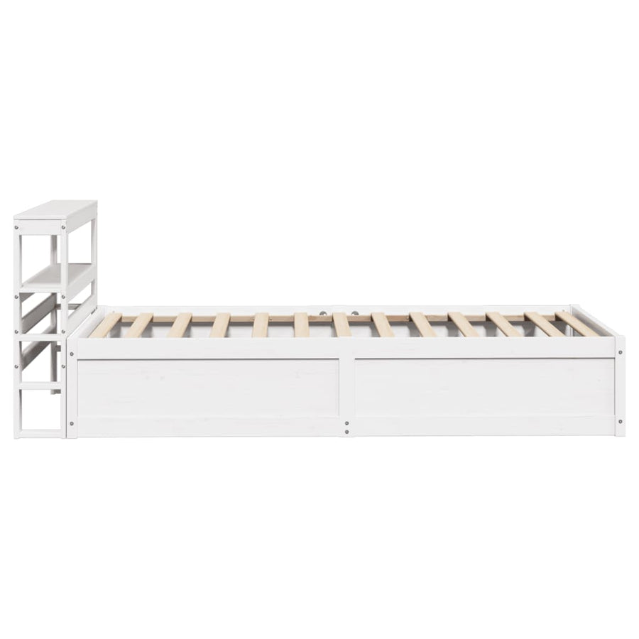Bedframe met hoofdbord massief grenenhout wit 75x190 cm