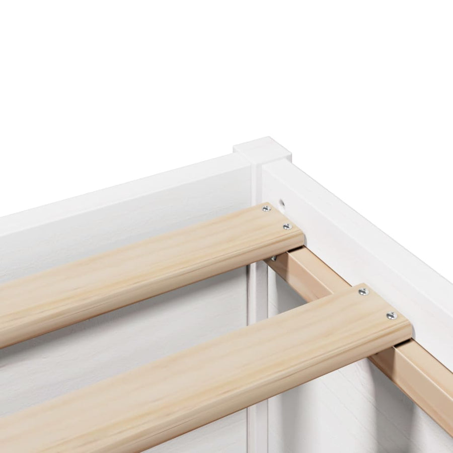 Bedframe met hoofdbord massief grenenhout wit 75x190 cm